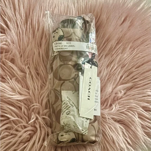 Coach NEW Coach X Peanuts Snoopy Print Brown Multi UV Protection Mini Umbrella - Picture 10 of 16